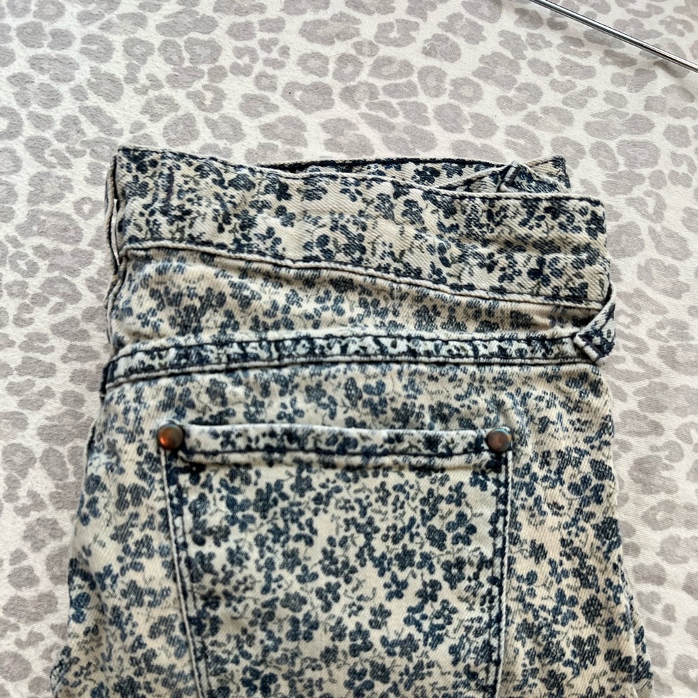 Blue floral light wash free people jeans